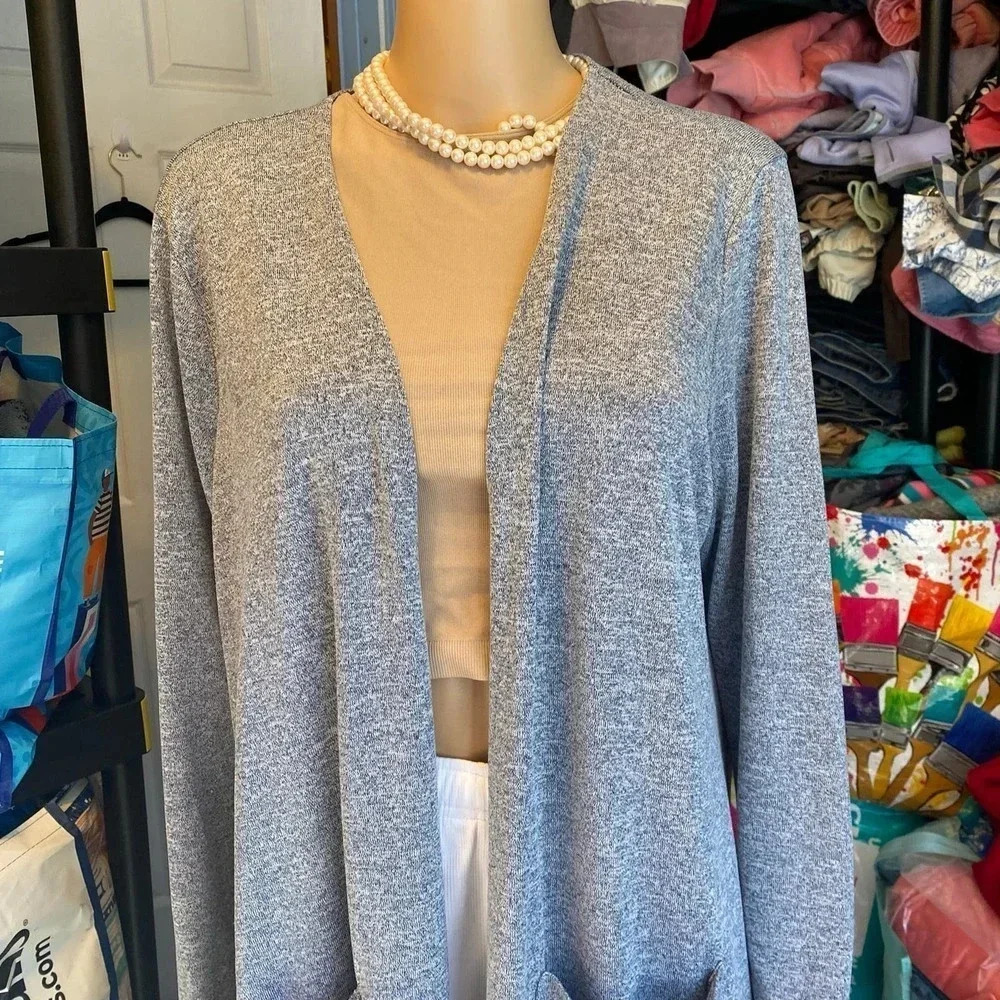 LulaRoe Blue Gray Long Open Cardigan With Pockets Women Size XL Casual Wear - Picture 6 of 7